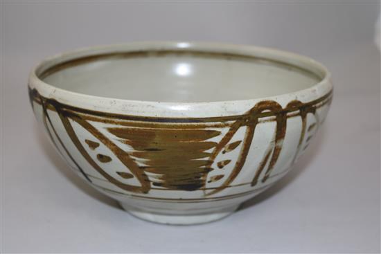 A Winchcombe Pottery bowl attributed to Michael Cardew, dia. 9.75in(-)